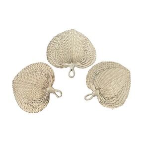 3 Vintage Woven Straw Palm Leaf‎ Wicker Rattan Fans Boho Wall Hanging